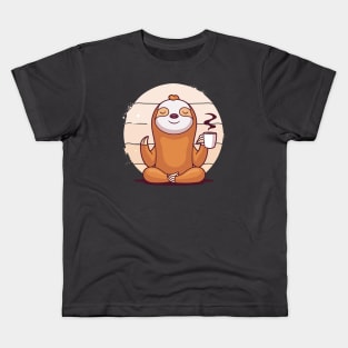 Coffee Yoga Sloth Kids T-Shirt